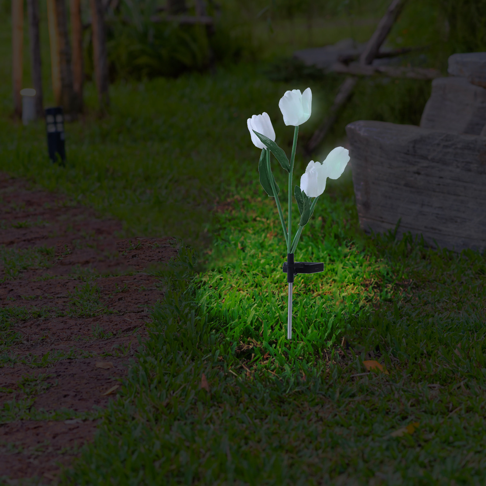 Outdoor Power Stake - Lampu Taman Tenaga Surya Bentuk Tulip