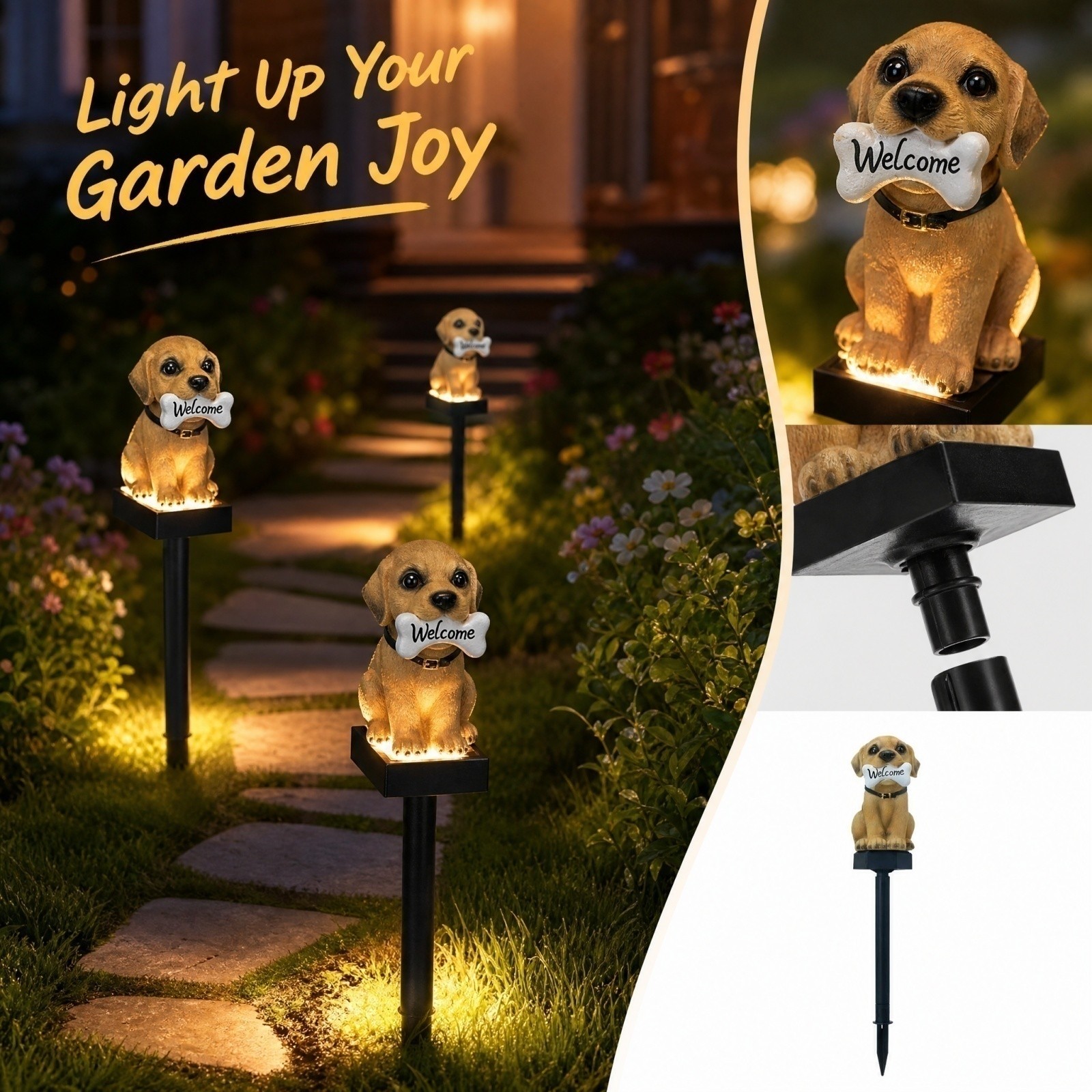 Outdoor Power Stake - Lampu Anak Anjing Bertenaga Surya Desain