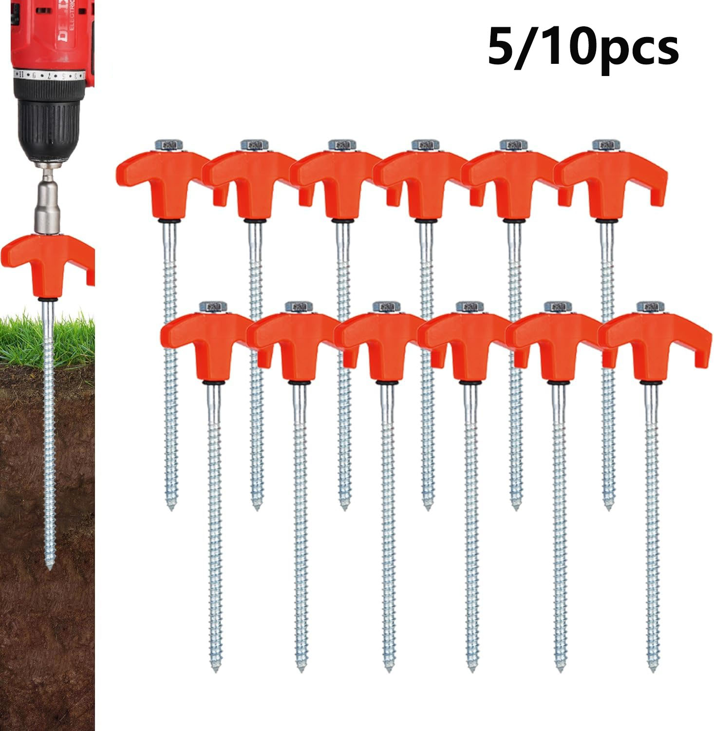 Outdoor Power Stake - 5/10 Buah Sekrup Pasak Tenda Tugas