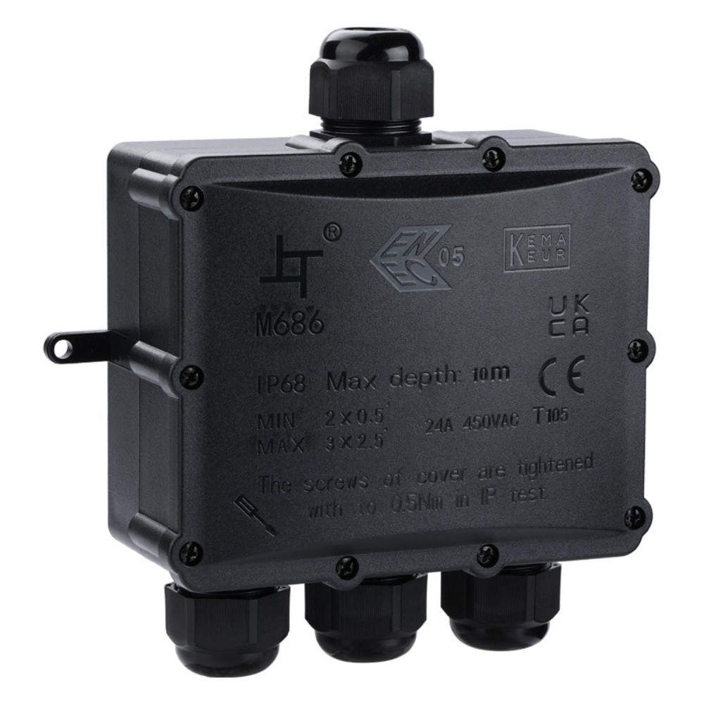 4Way 1In3Out IP68 Tahan Air 4- - Outdoor Power Cable Junction Box ulasan dan harga