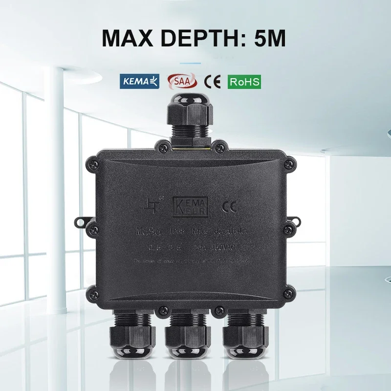 4Way 1In3Out IP68 Tahan Air 4- - Outdoor Power Cable Junction Box ulasan dan harga