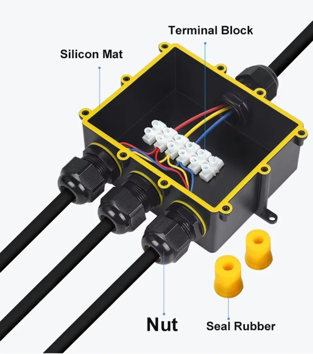 4Way 1In3Out IP68 Tahan Air 4- - Outdoor Power Cable Junction Box ulasan dan harga