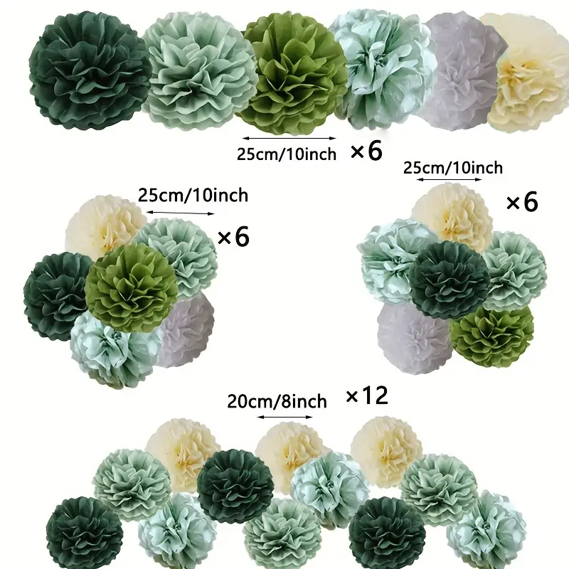 30 Buah Bola Bunga Kertas Sage - Outdoor Power For Wedding ulasan dan harga