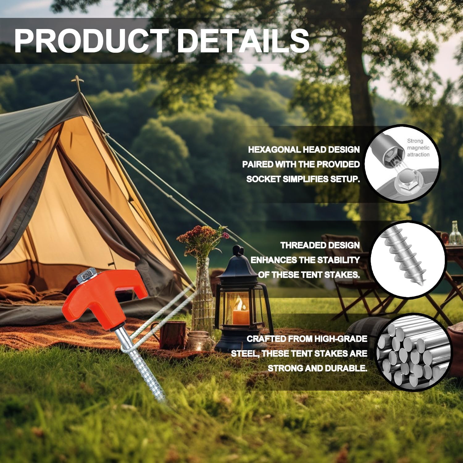 5/10 Buah Sekrup Pasak Tenda T - Outdoor Power Stake ulasan dan harga