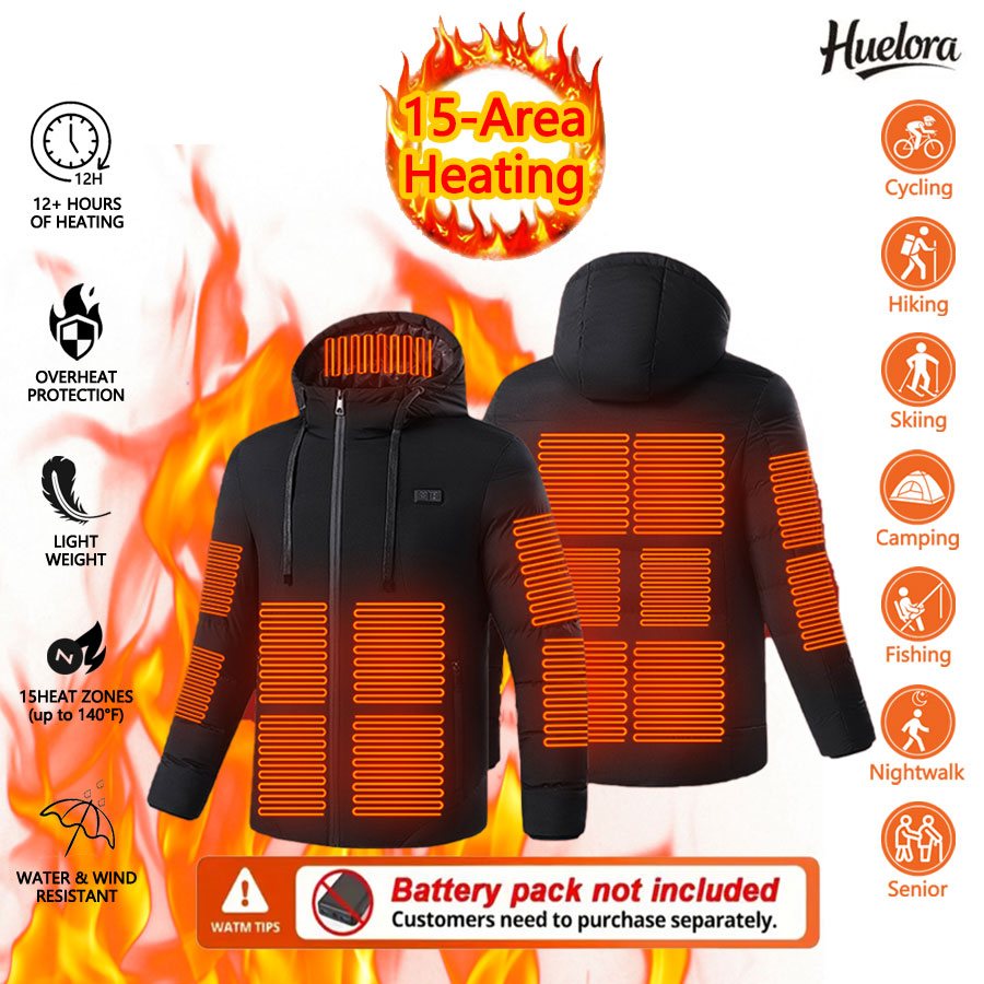 Jaket Pemanas Huelora 11 Area  - Outdoor Powersports ulasan dan harga